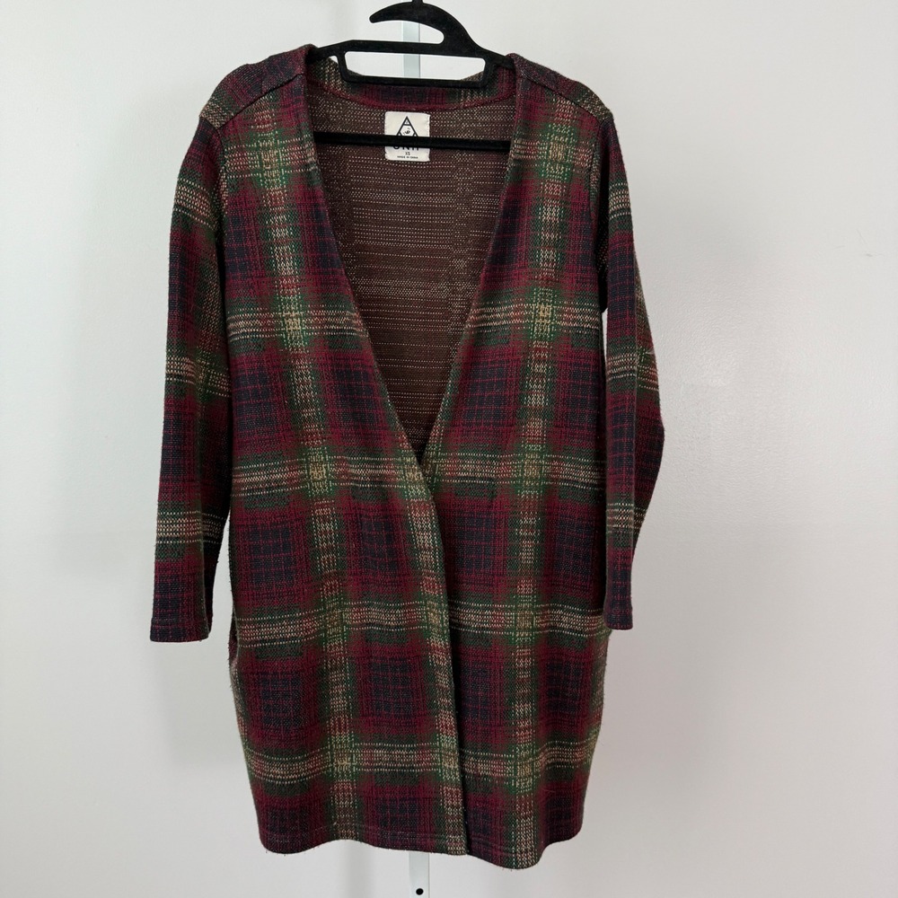 UNIF Plaid Grunge Goth Academia Moody Open Front Cardigan XS Multicolor